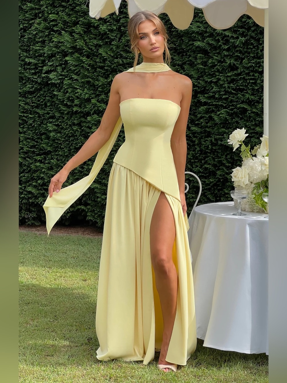 New BabyBoo Women MALIYAH MAXI DRESS LEMON Size Medium - Picture 10 of 16